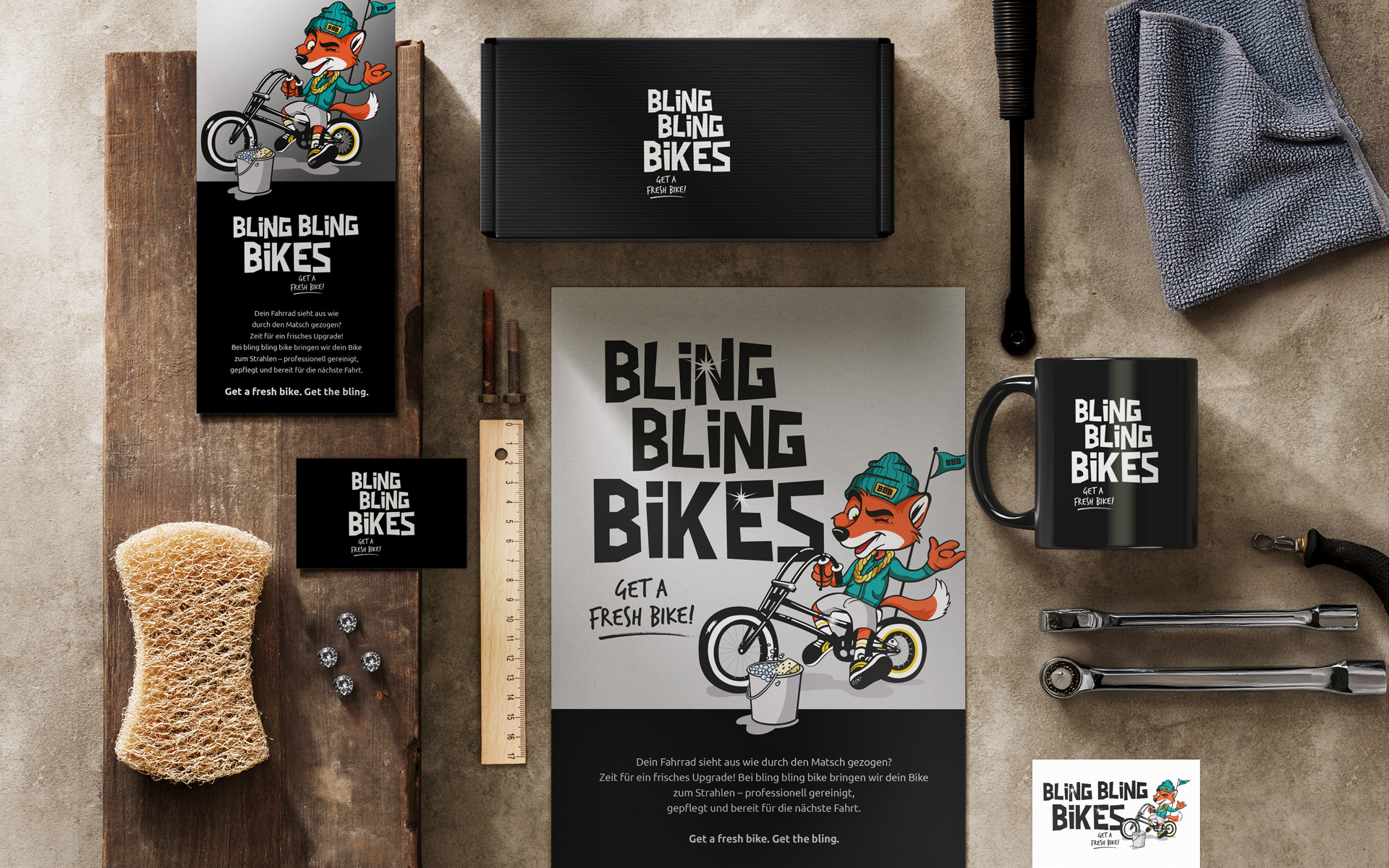 Erstellung eines Corporate Design für ein Fahrradreinigungsservice von je suis Julie.